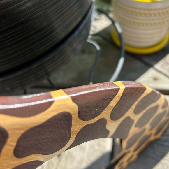 Vintage 90s Giraffe Shaped Wooden Decor Mirror Wall Hanging - Picture 12 of 16